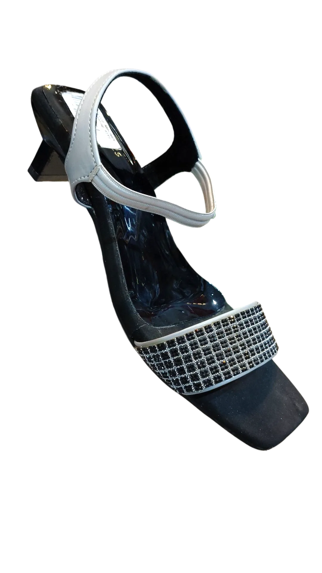 Ladies’ Black & grey Mesh Block Heels D23-56