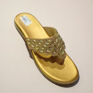Royal Glimmer Gold Embellished Wedge Sandals ✨ ART - D33-55