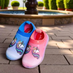 Rainbow Unicorn Kids Slip-On Shoes LANCER (Blue & Pink) ART - L-LIGHT