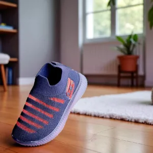 Navy Red Striped Kids Slip-On Sneakers ART - h5-04