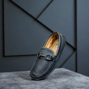 Kids Textured Leather Loafers ART - d5-35