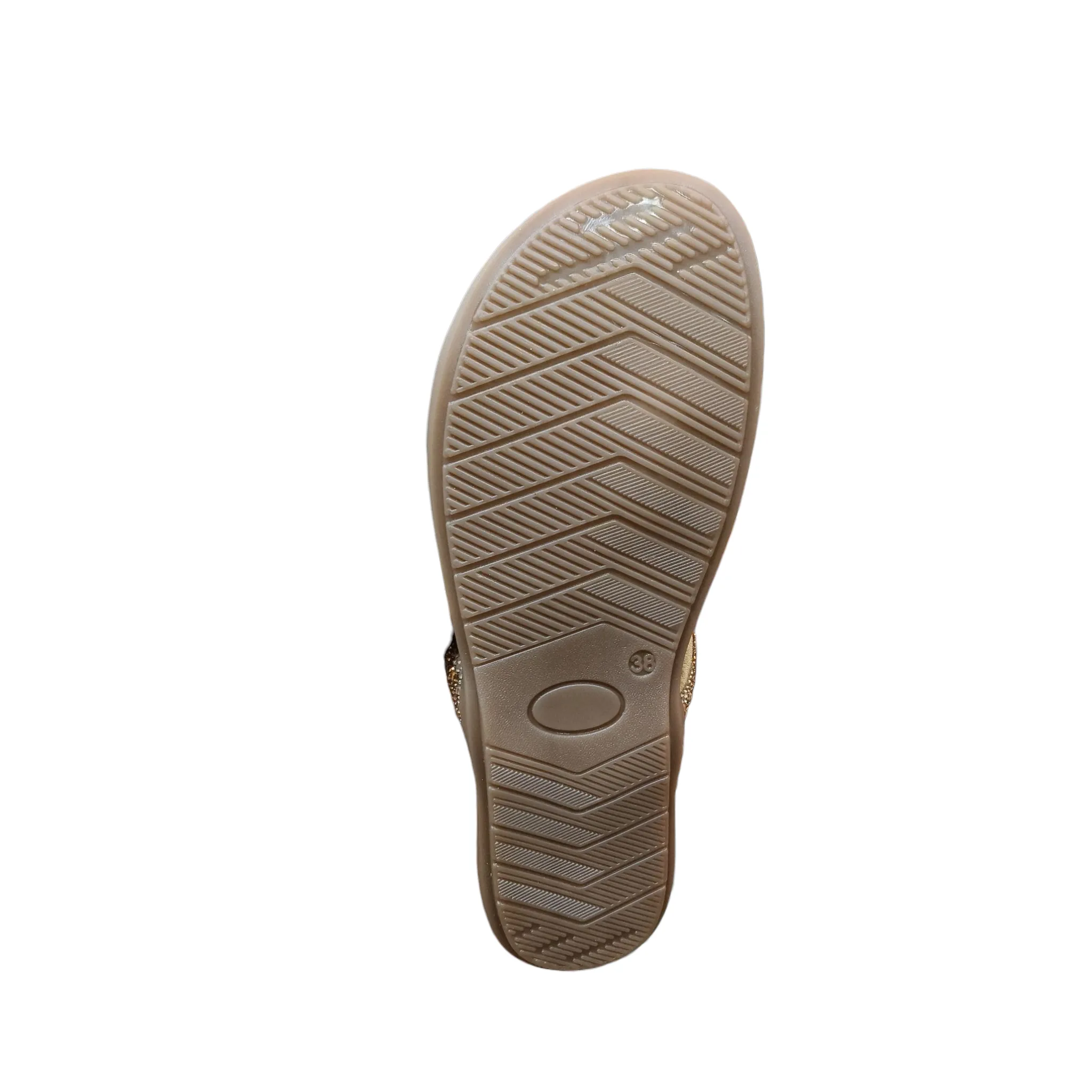 Ladies' Gold Embellished Flat Sandals ART - D38-06 - Image 3
