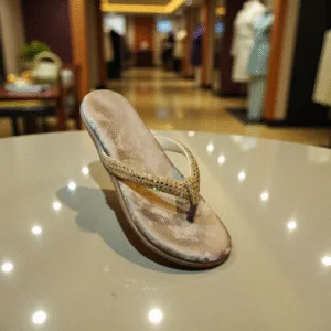 Ladies' Gold Embellished Flat Sandals ART - D38-06
