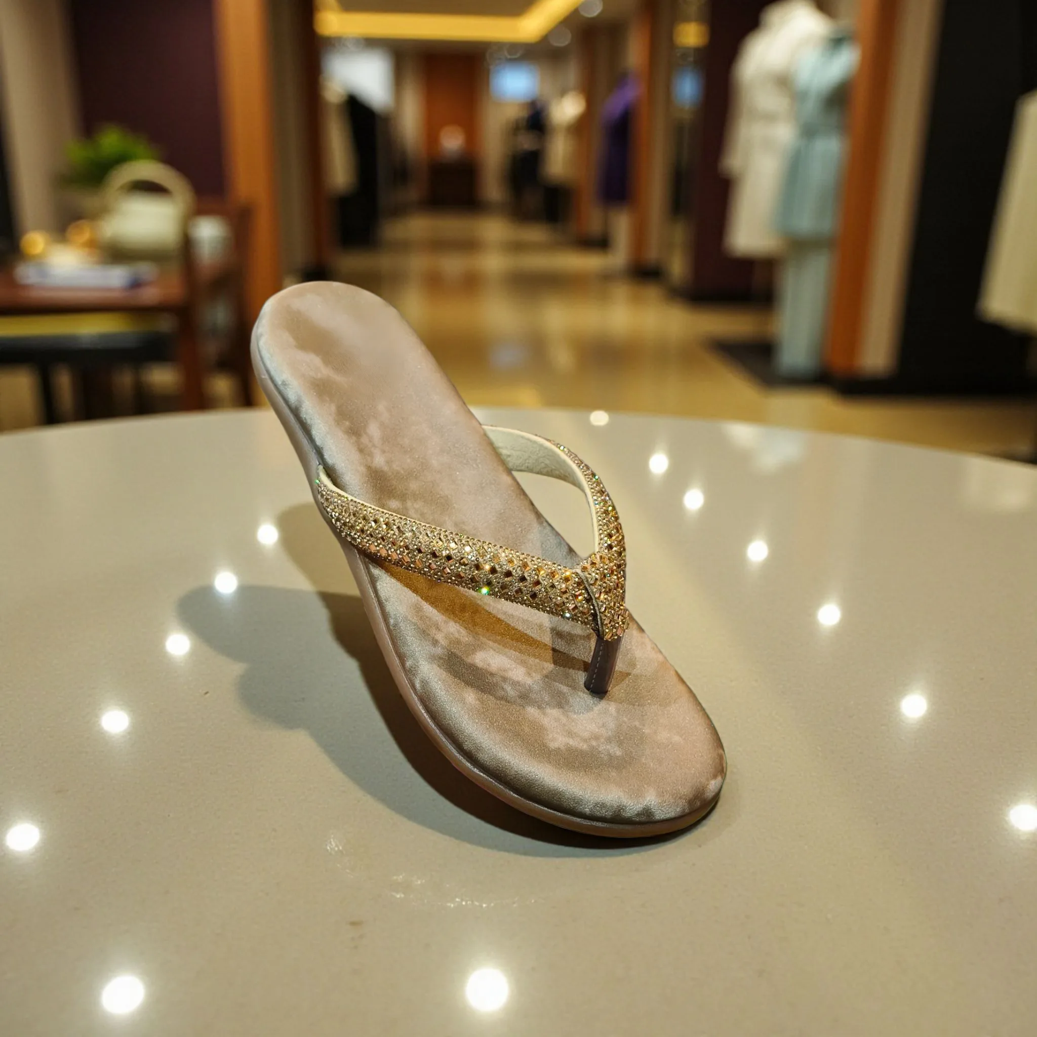 Ladies' Gold Embellished Flat Sandals ART - D38-06