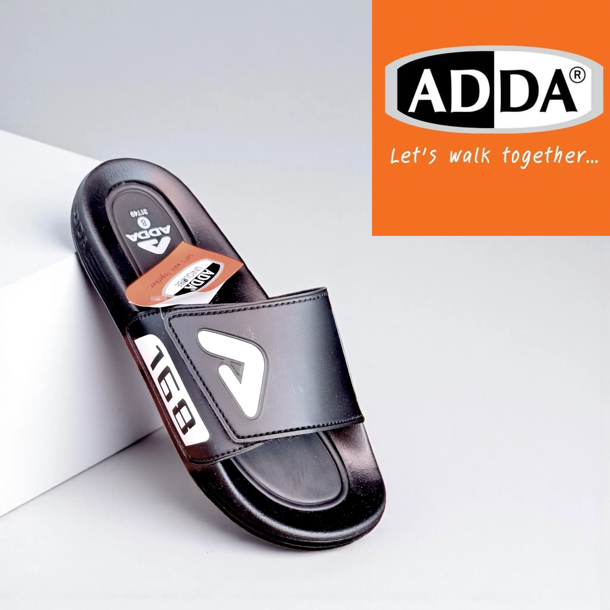 ADDA Men's Black Sports Slides ART - coaster 1
