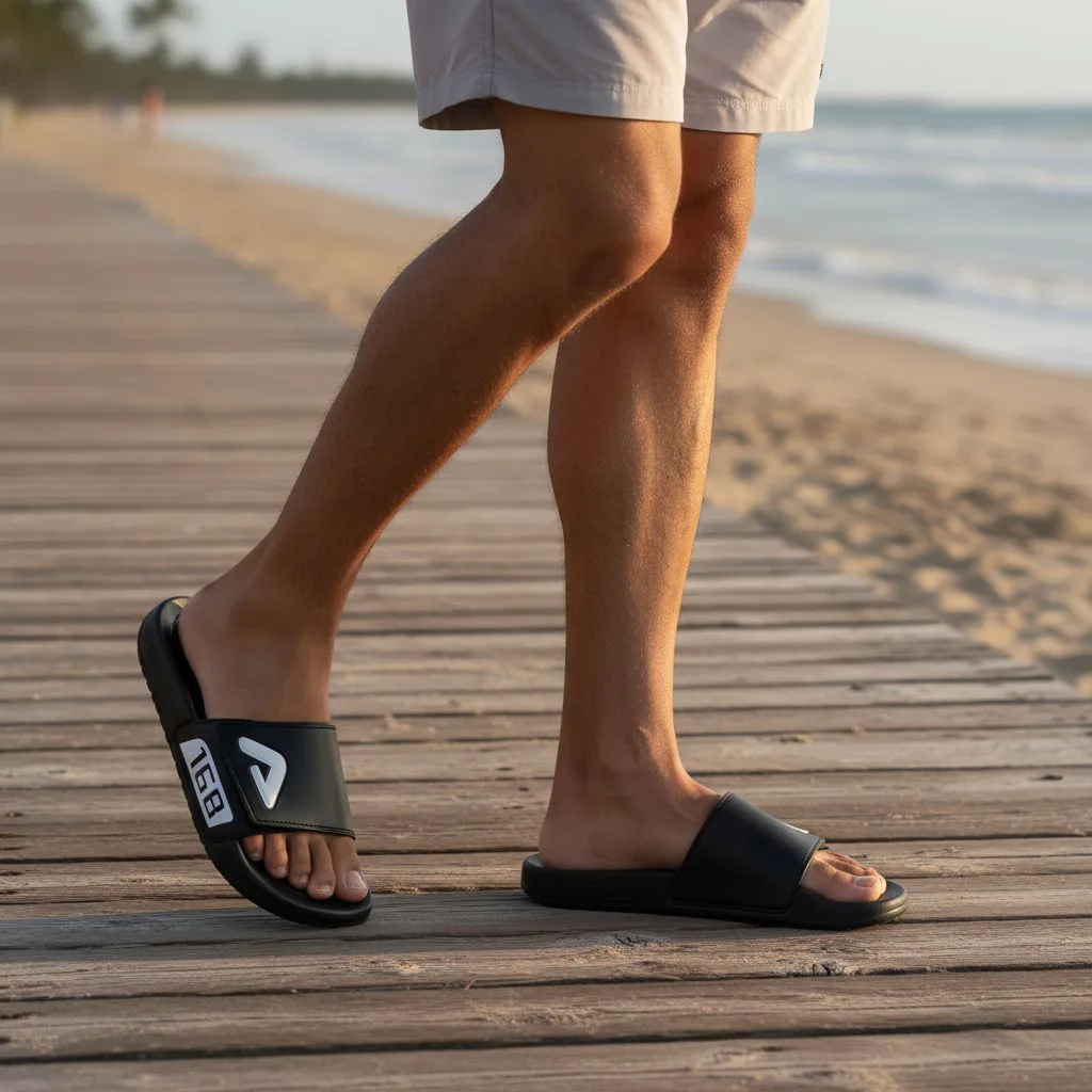 ADDA Men's Black Sports Slides ART - coaster 1 - Image 2