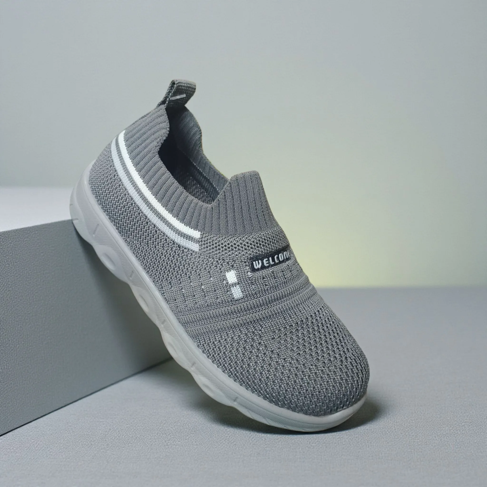 welcome Baby Boy's Grey Mesh Slip-On Sneakers ART - austin 01
