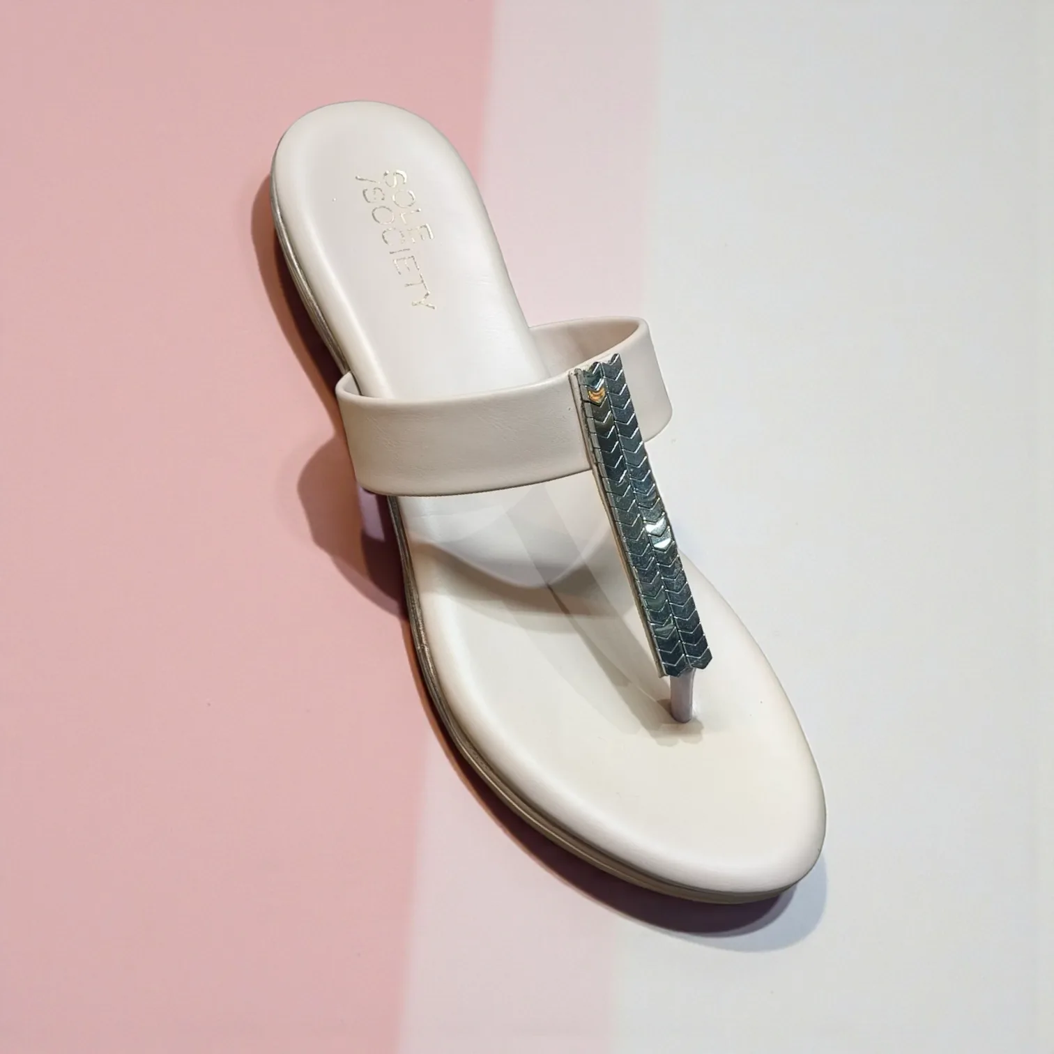 Sole Society "Chevron Luxe" Embellished T-Strap Flat Sandal ✨ d43-41 - Image 3